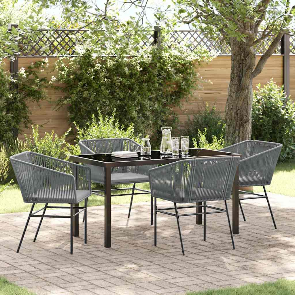 Set da Pranzo per Giardino con cuscino 5 pcs Grigio