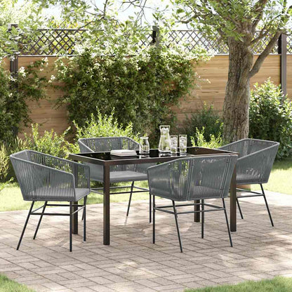 Set da Pranzo per Giardino con cuscino 5 pcs Grigio