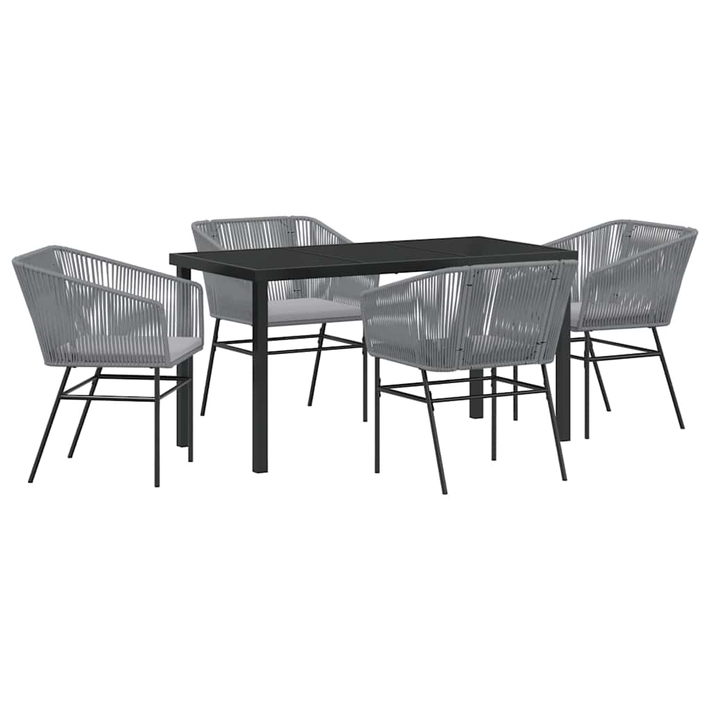 Set da Pranzo per Giardino con cuscino 5 pcs Grigio