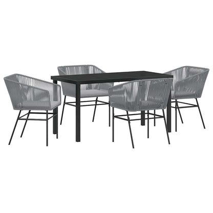 Set da Pranzo per Giardino con cuscino 5 pcs Grigio