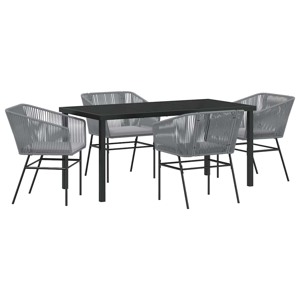 Set da Pranzo per Giardino con cuscino 5 pcs Grigio