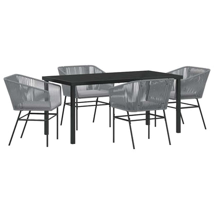 Set da Pranzo per Giardino con cuscino 5 pcs Grigio