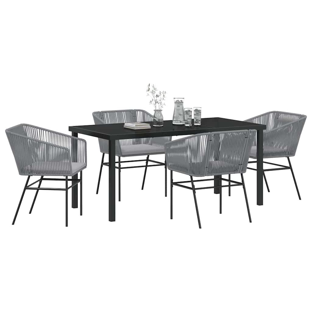 Set da Pranzo per Giardino con cuscino 5 pcs Grigio
