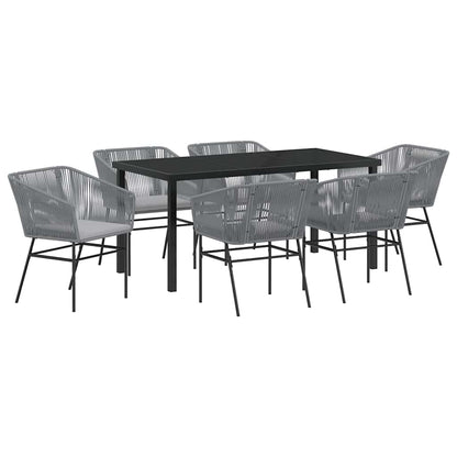 Set da Pranzo per Giardino con cuscino 7 pcs Grigio