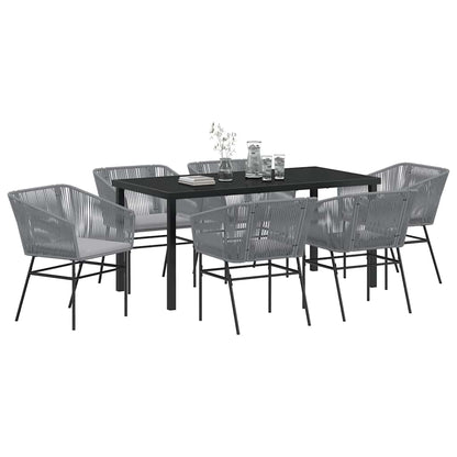 Set da Pranzo per Giardino con cuscino 7 pcs Grigio