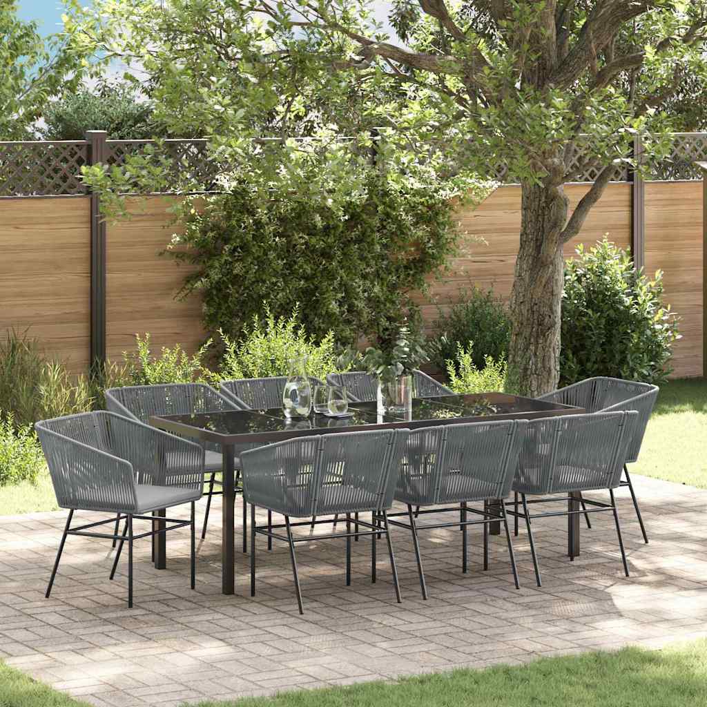 Set da Pranzo per Giardino con cuscino 9 pcs Grigio