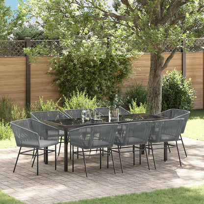 Set da Pranzo per Giardino con cuscino 9 pcs Grigio