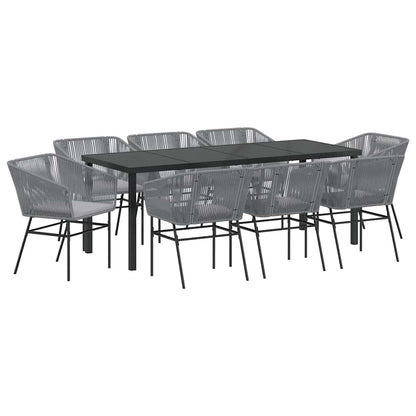 Set da Pranzo per Giardino con cuscino 9 pcs Grigio