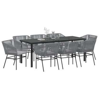 Set da Pranzo per Giardino con cuscino 9 pcs Grigio
