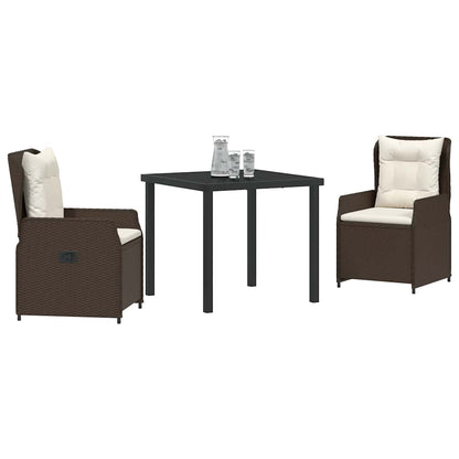 Set da Pranzo per Giardino 3 pcs Marrone polyrattan