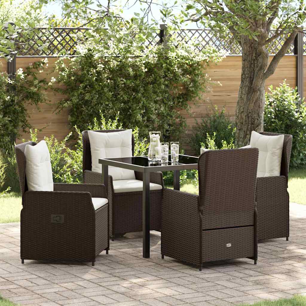 Set da Pranzo per Giardino 5 pcs Marrone polyrattan