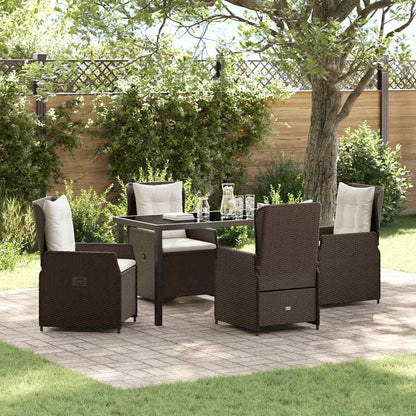 Set da Pranzo per Giardino 5 pcs Marrone polyrattan