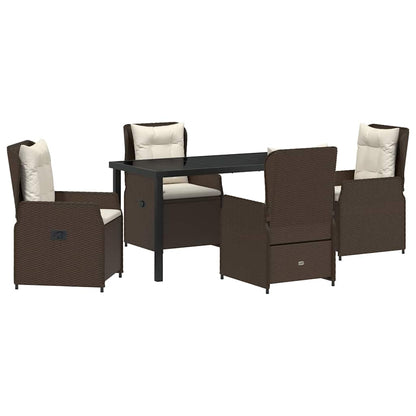 Set da Pranzo per Giardino 5 pcs Marrone polyrattan