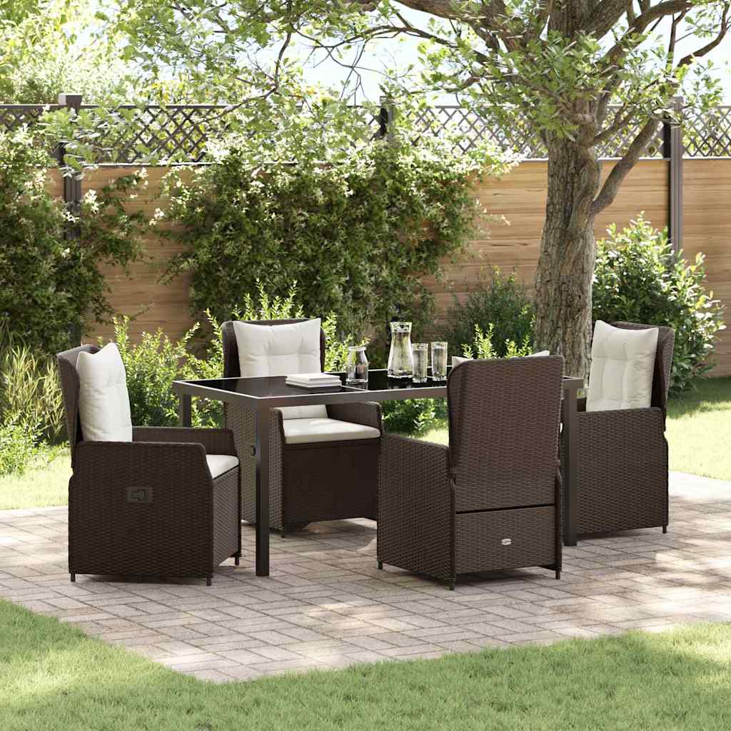 Set da Pranzo per Giardino 5 pcs Marrone polyrattan