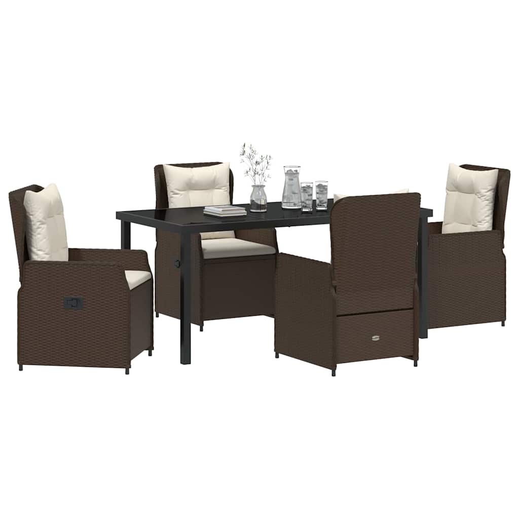 Set da Pranzo per Giardino 5 pcs Marrone polyrattan