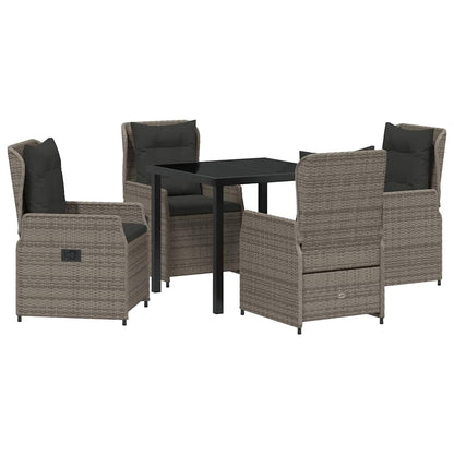 Set da Pranzo per Giardino 5 pcs Grigio polyrattan