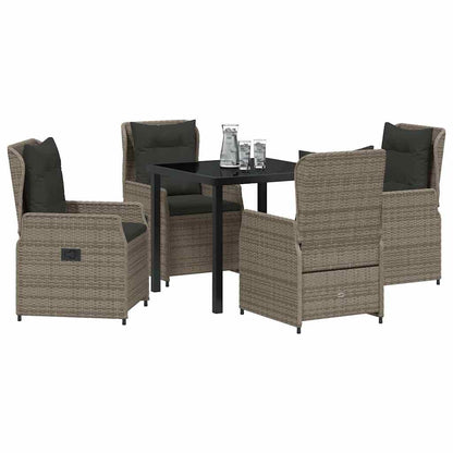 Set da Pranzo per Giardino 5 pcs Grigio polyrattan