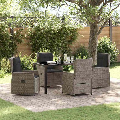 Set da Pranzo per Giardino 5 pcs Grigio polyrattan