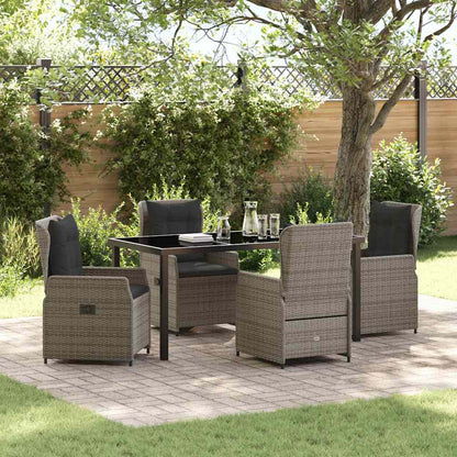 Set da Pranzo per Giardino 5 pcs Grigio polyrattan