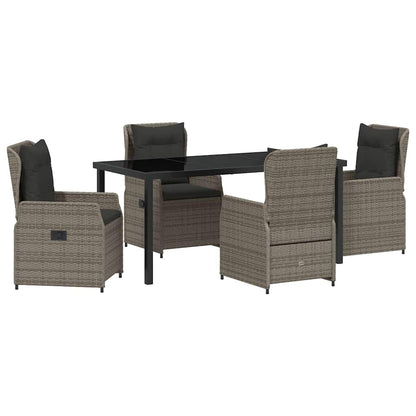 Set da Pranzo per Giardino 5 pcs Grigio polyrattan