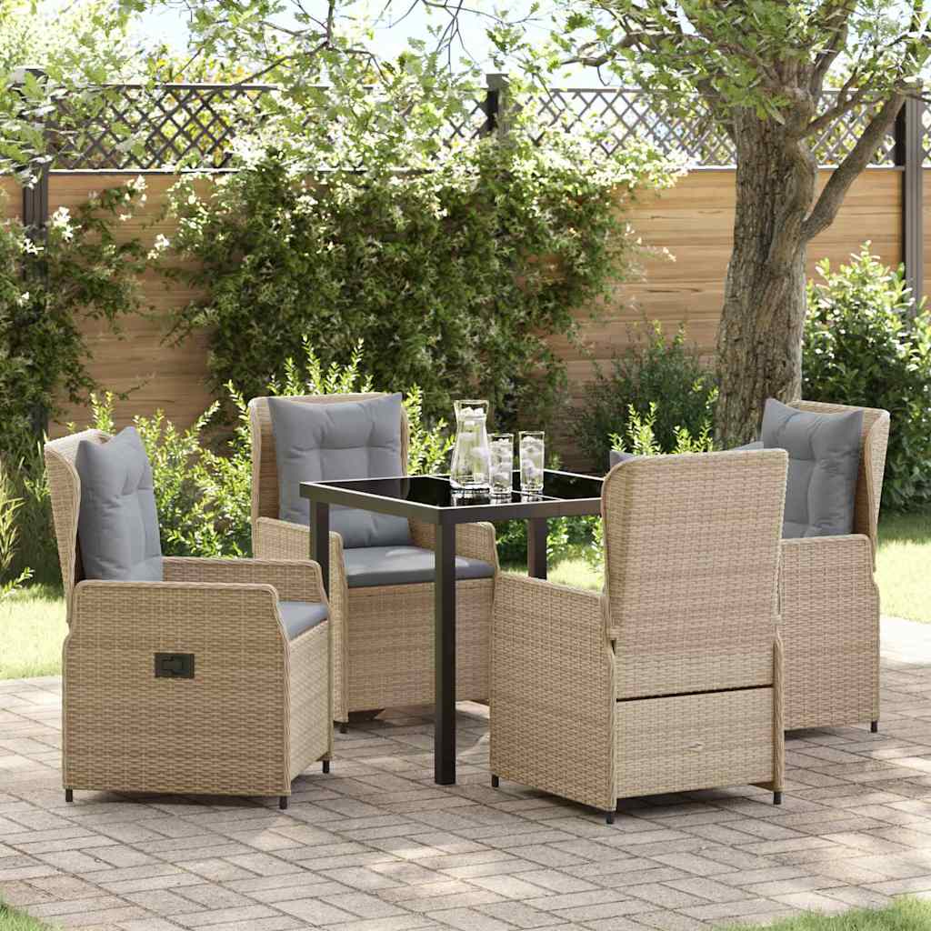 Set da Pranzo per Giardino 5 pcs Beige e Grigio Chiaro