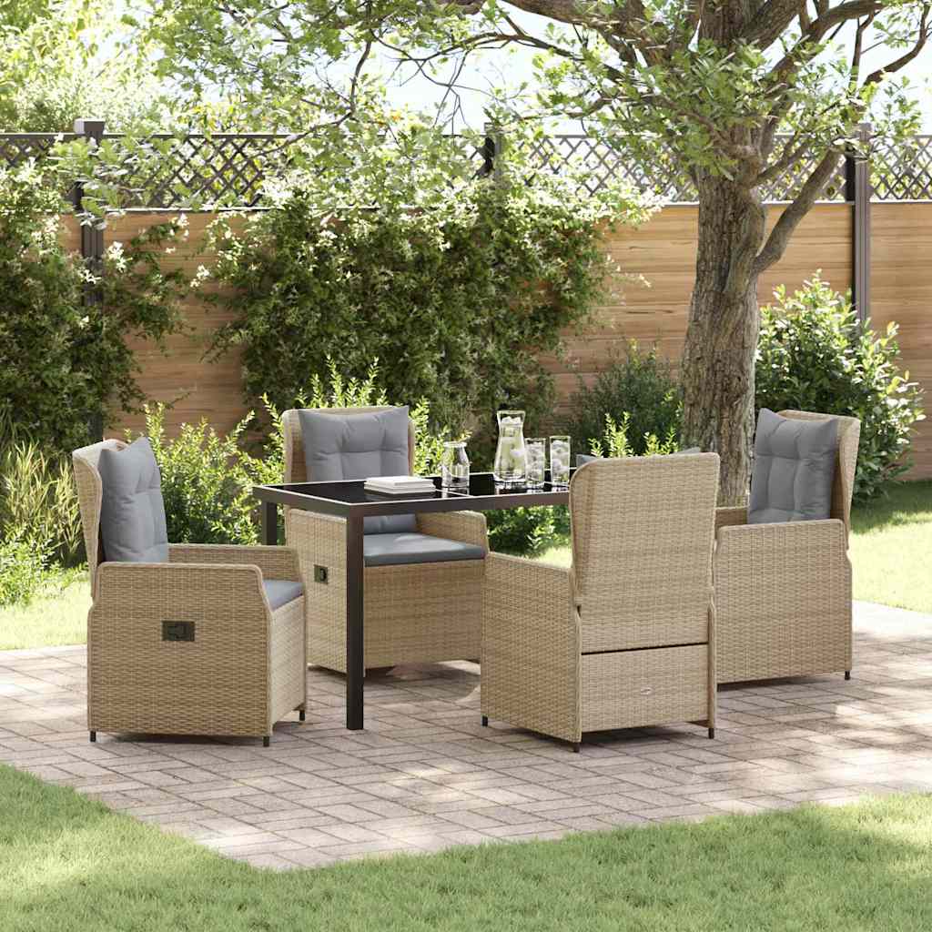 Set da Pranzo per Giardino 5 pcs Beige e Grigio Chiaro