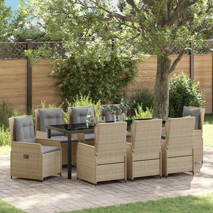 Set da Pranzo per Giardino 9 pcs Beige e Grigio Chiaro