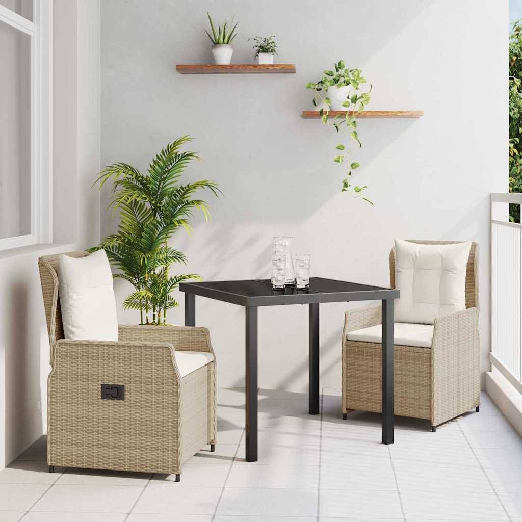 Set da Pranzo per Giardino 3 pcs Beige e Grigio Chiaro