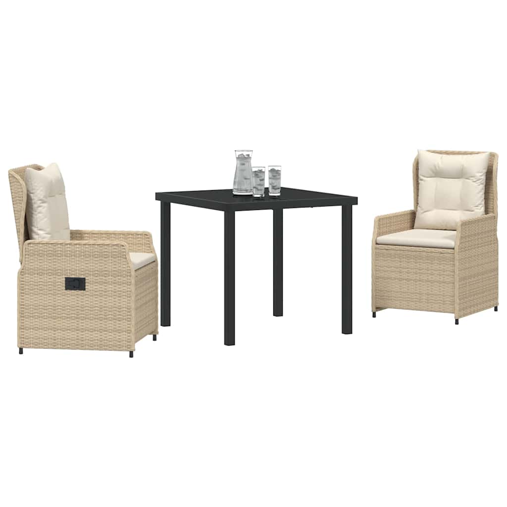 Set da Pranzo per Giardino 3 pcs Beige e Grigio Chiaro