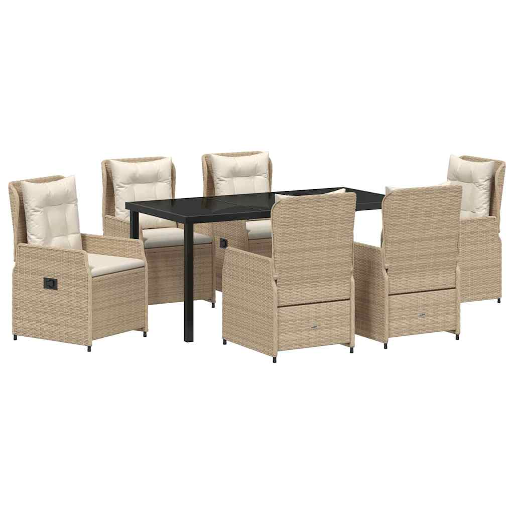 Set da Pranzo per Giardino 7 pcs Beige e Grigio Chiaro