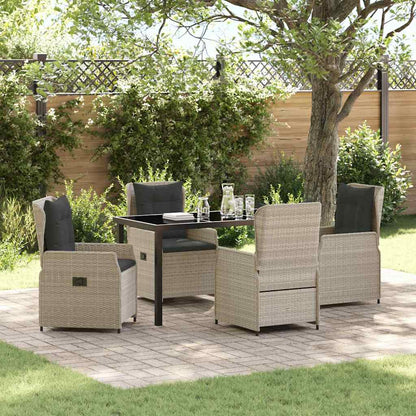 Set da Pranzo per Giardino 5 pcs Grigio chiaro polyrattan
