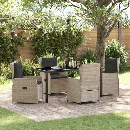 Set da Pranzo per Giardino 5 pcs Grigio chiaro polyrattan