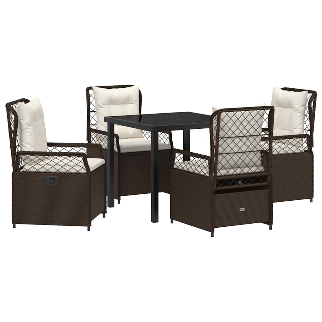 Set da Pranzo per Giardino 5 pcs Marrone polyrattan