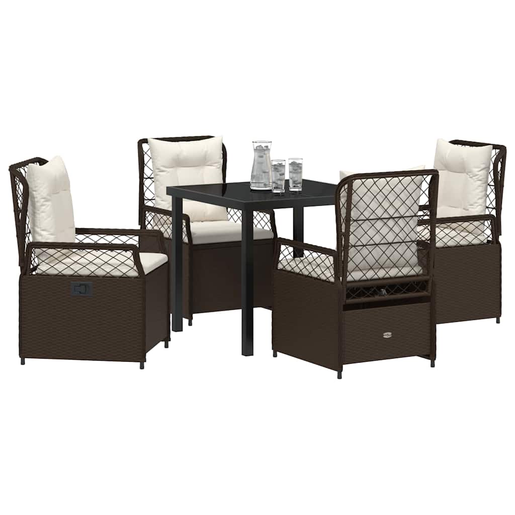 Set da Pranzo per Giardino 5 pcs Marrone polyrattan