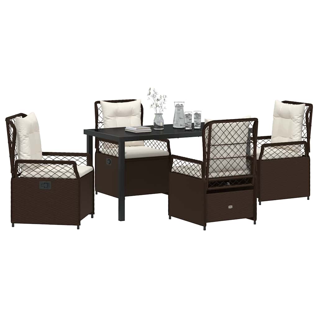 Set da Pranzo per Giardino 5 pcs Marrone polyrattan