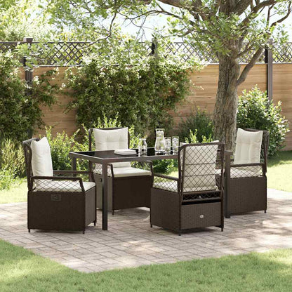 Set da Pranzo per Giardino 5 pcs Marrone polyrattan