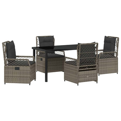 Set da Pranzo per Giardino 5 pcs Grigio polyrattan