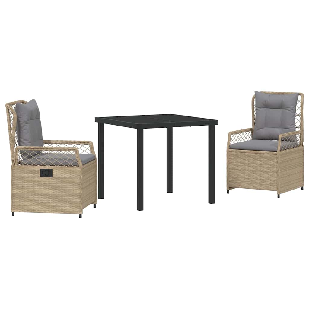 Set da Pranzo per Giardino 3 pcs Beige e Grigio Chiaro