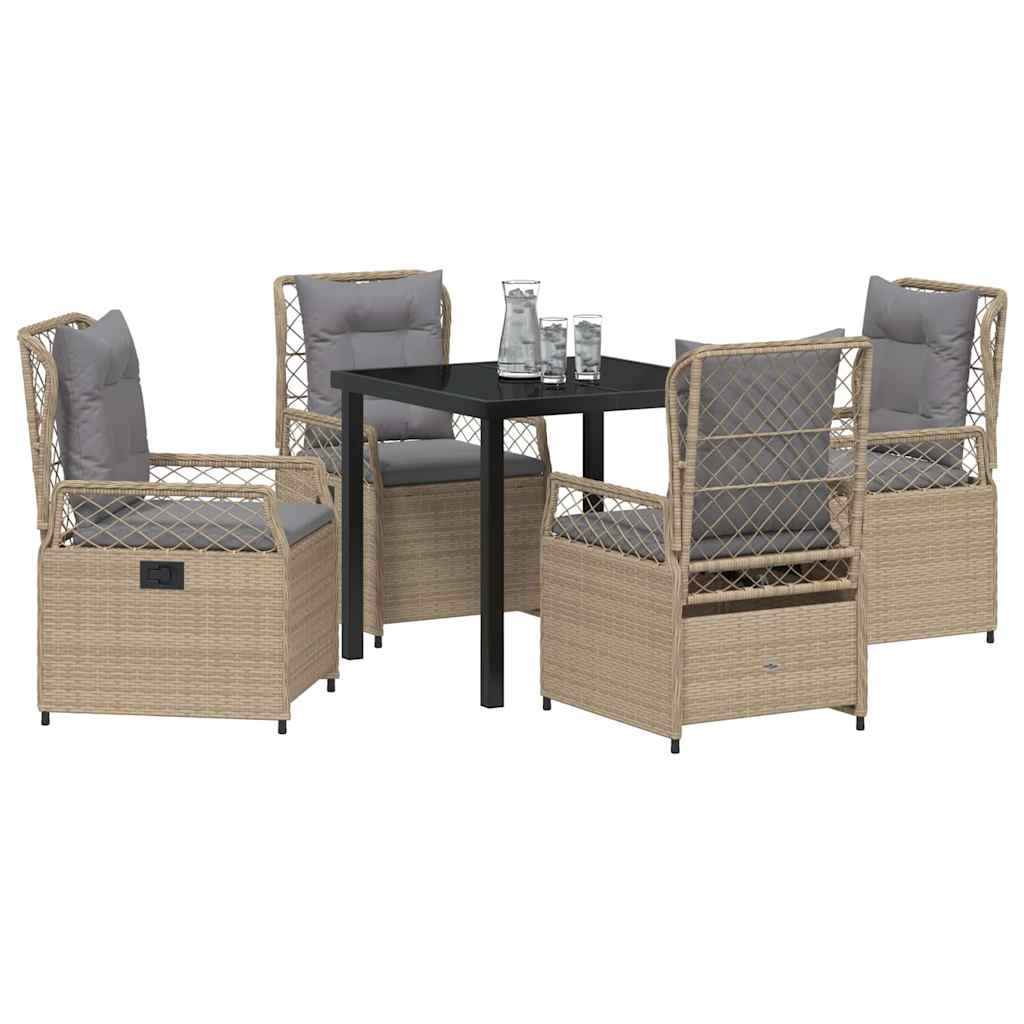 Set da Pranzo per Giardino 5 pcs Beige e Grigio Chiaro