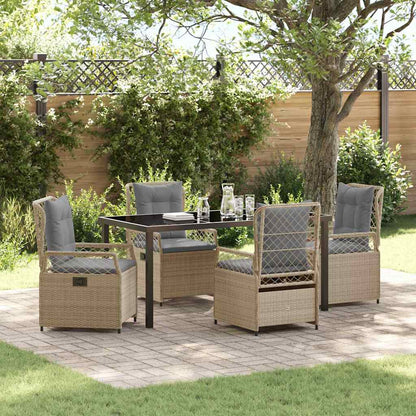 Set da Pranzo per Giardino 5 pcs Beige e Grigio Chiaro