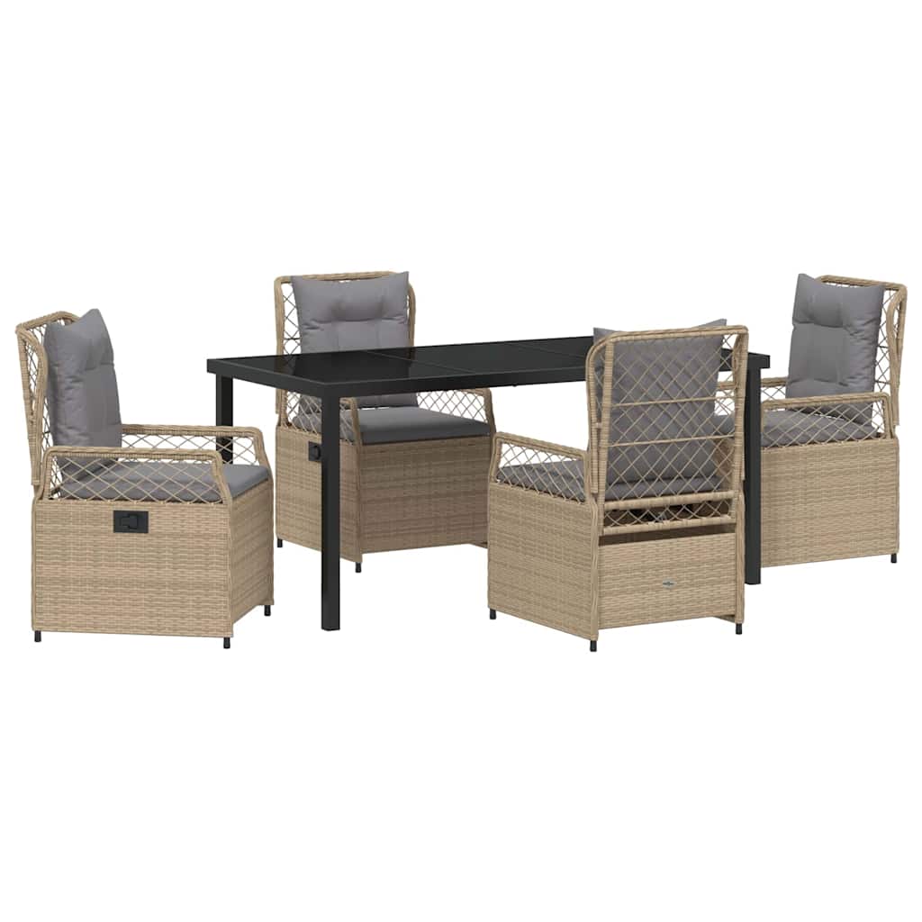Set da Pranzo per Giardino 5 pcs Beige e Grigio Chiaro