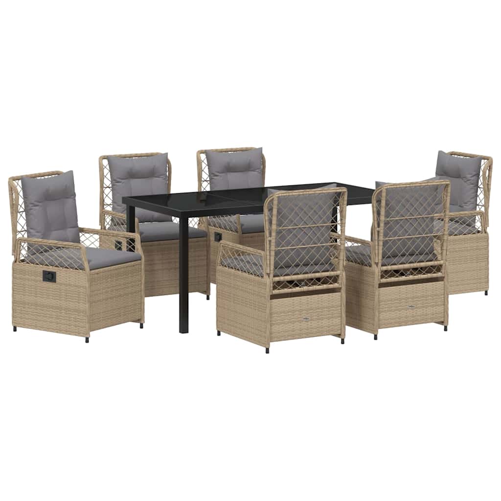 Set da Pranzo per Giardino 7 pcs Beige e Grigio Chiaro