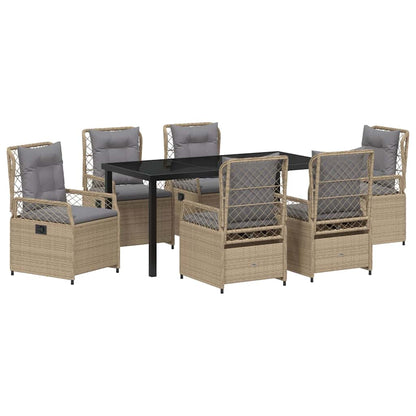 Set da Pranzo per Giardino 7 pcs Beige e Grigio Chiaro