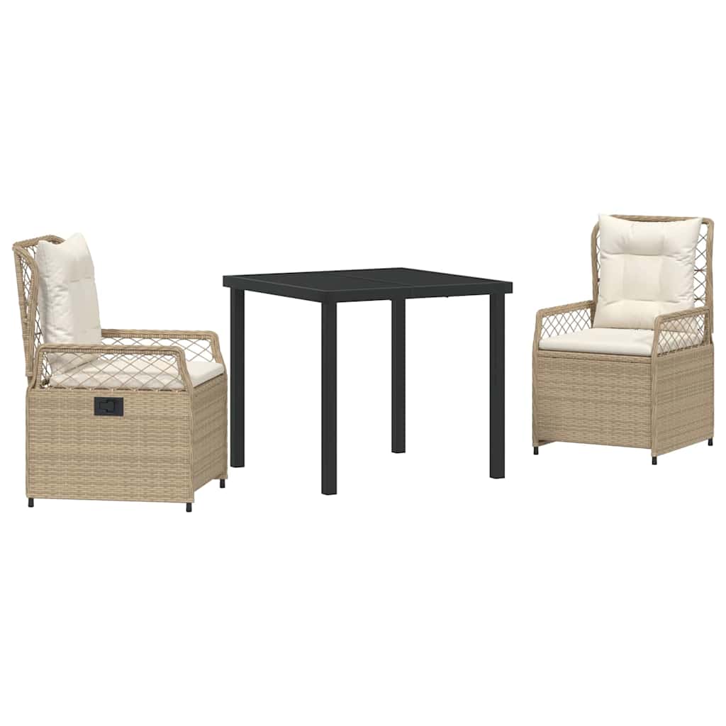 Set da Pranzo per Giardino 3 pcs Beige e Bianco Crema