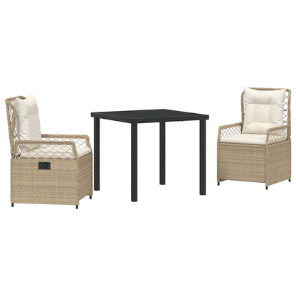 Set da Pranzo per Giardino 3 pcs Beige e Bianco Crema