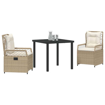 Set da Pranzo per Giardino 3 pcs Beige e Bianco Crema