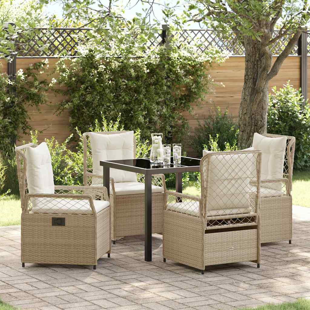 Set da Pranzo per Giardino 5 pcs Beige e Bianco Crema