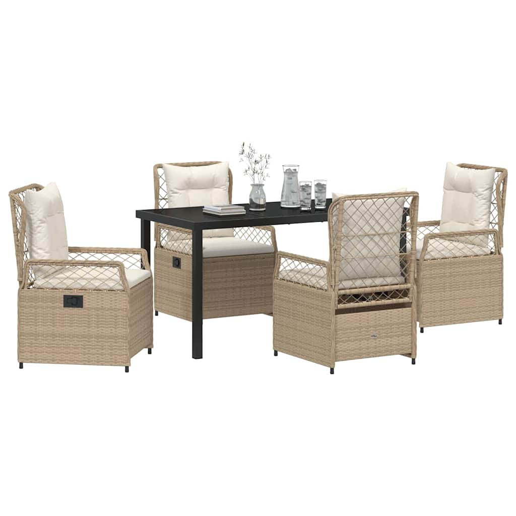 Set da Pranzo per Giardino 5 pcs Beige e Bianco Crema