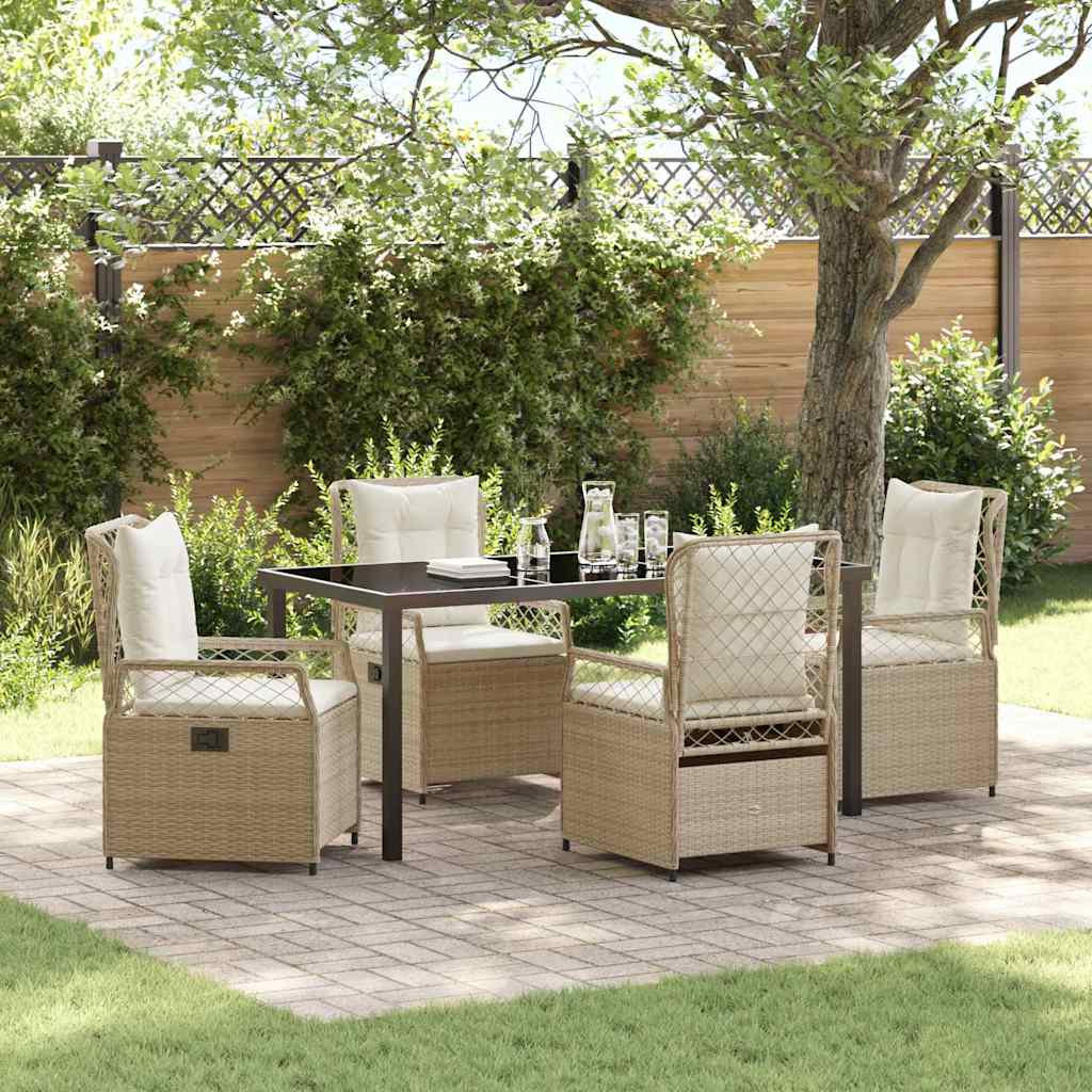 Set da Pranzo per Giardino 5 pcs Beige e Bianco Crema
