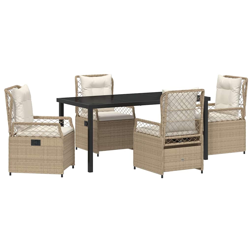 Set da Pranzo per Giardino 5 pcs Beige e Bianco Crema